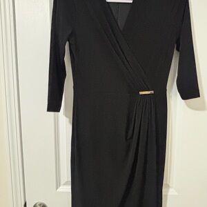 Calvin Klein Black Long-Sleeve Wrap Dress